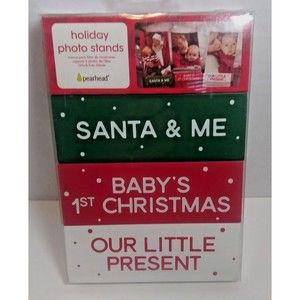 Pearhead Baby's 1st Christmas Holiday Photo Stands Our Little Present (Set of 3)